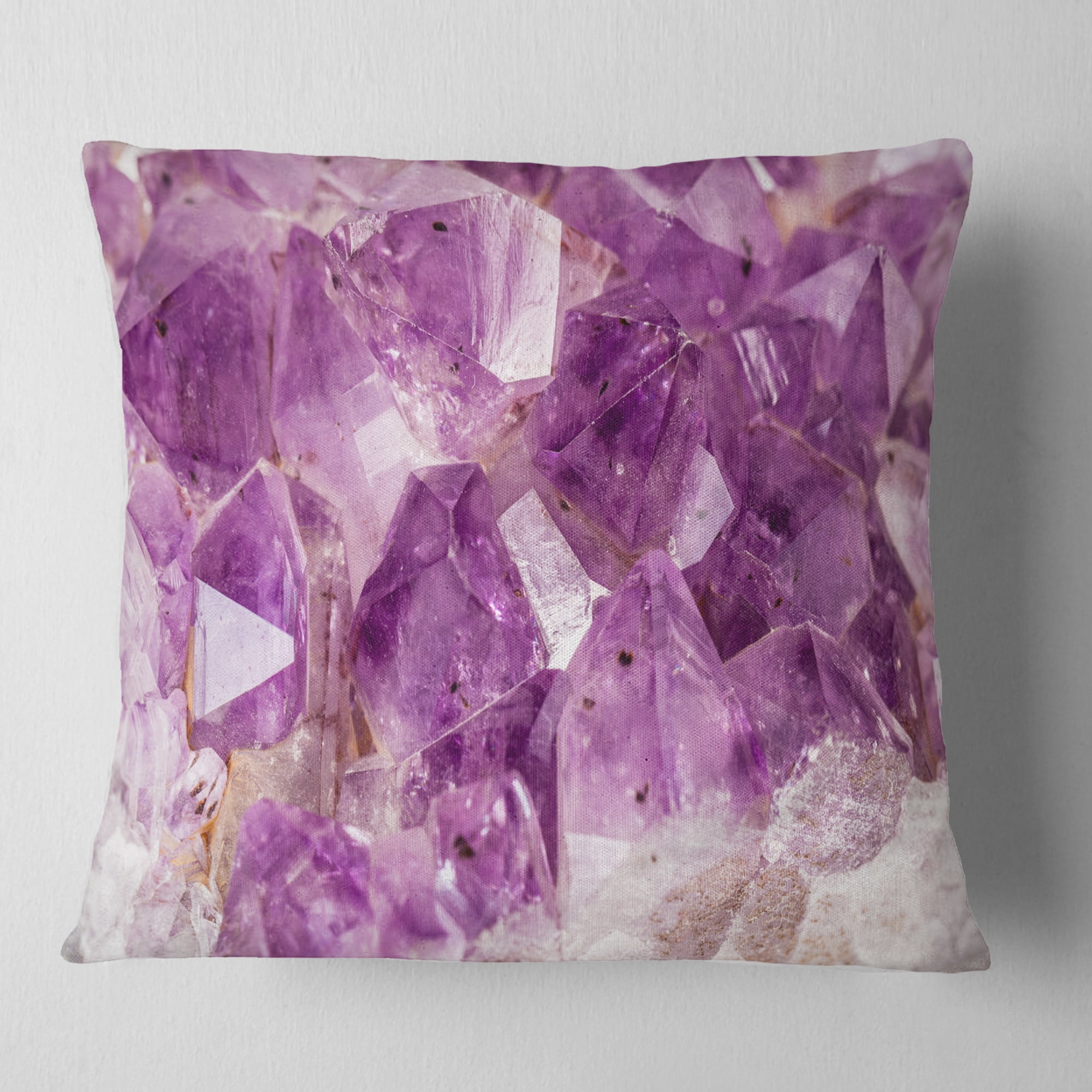 Designart Purple Amethyst Macro - Abstract Throw Pillow - 18x18