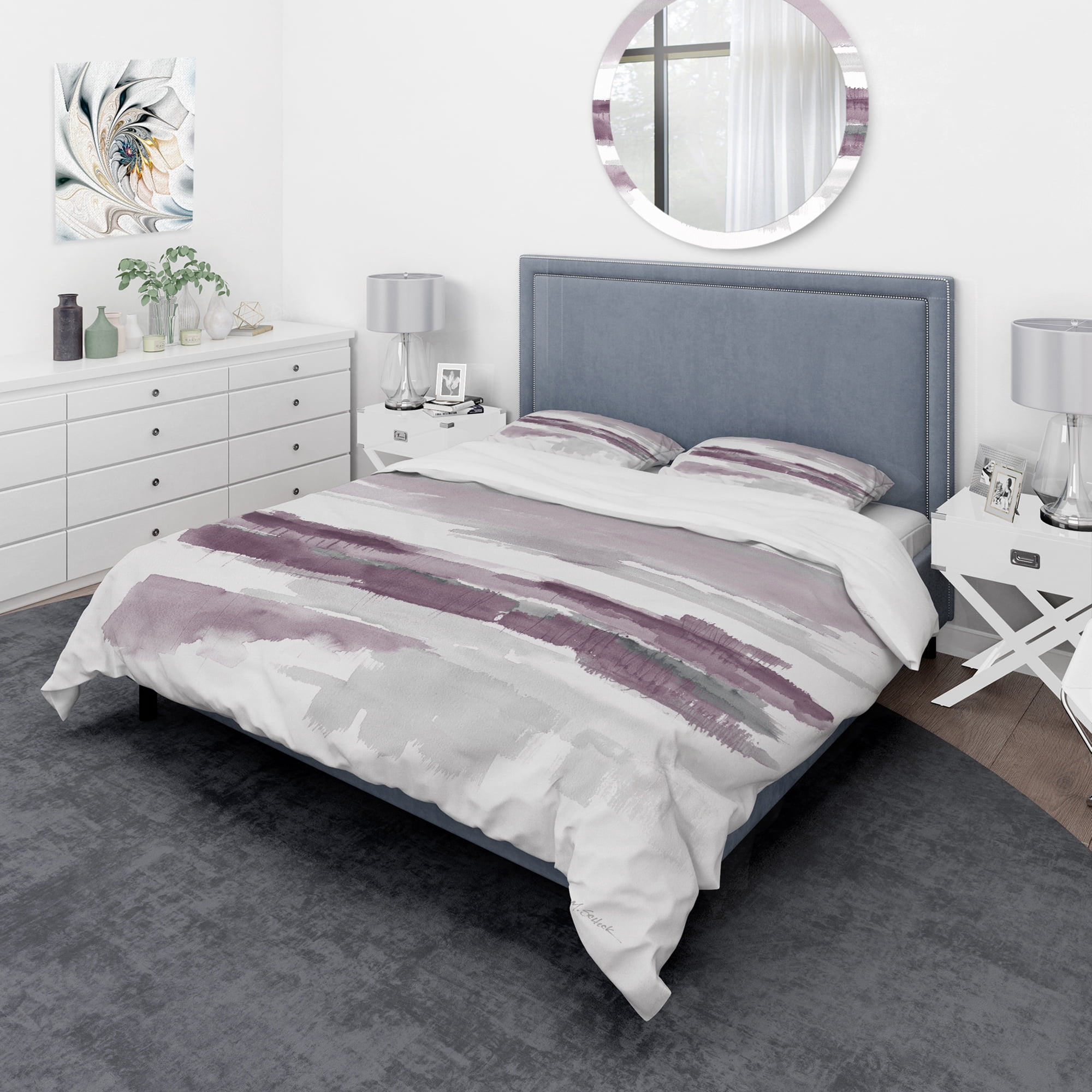 Designart 'Purple Amethyst Wetlands' Geometric Duvet Cover Set