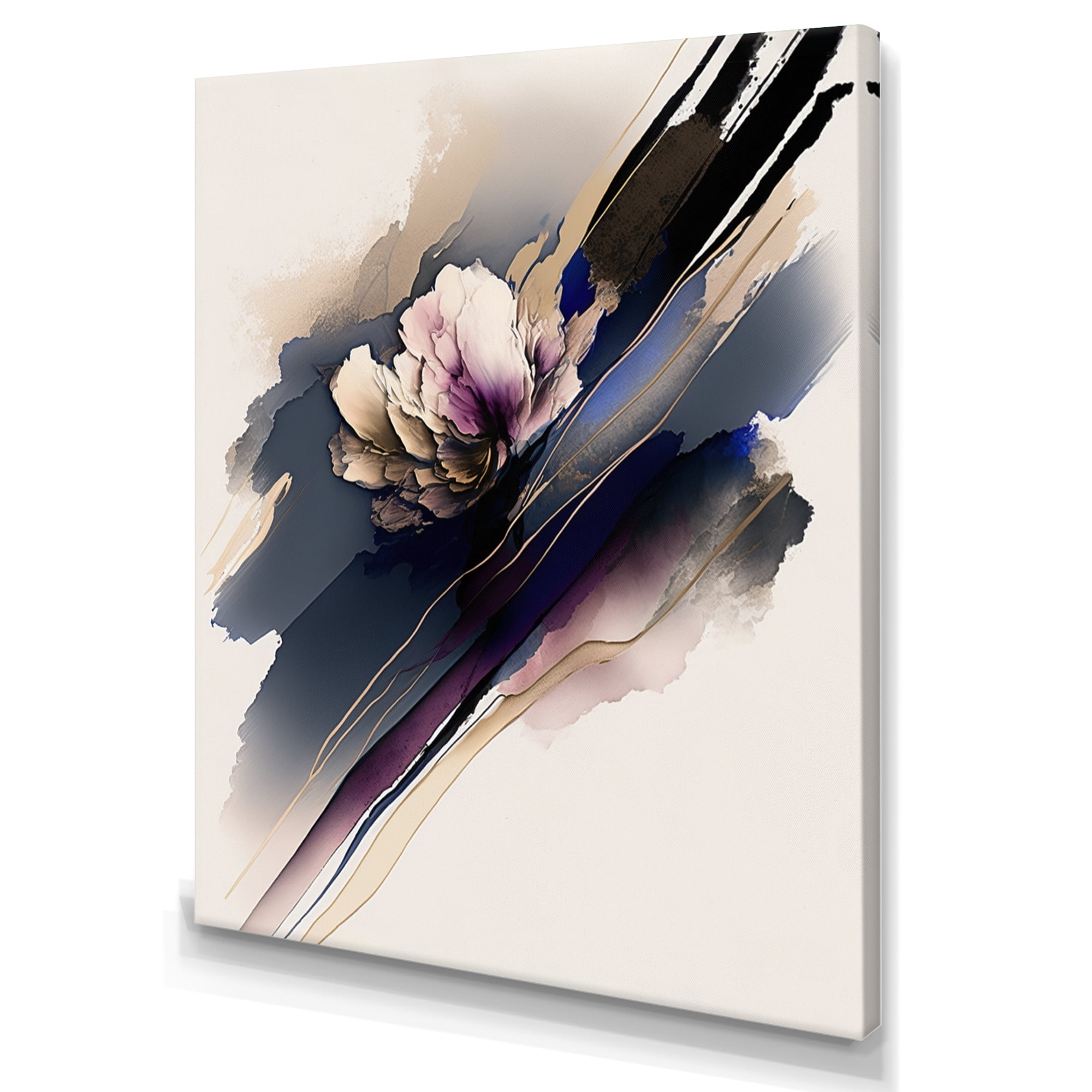 Designart Purple And Beige Peony Hyperrealistic Flowers I Canvas Wall Art