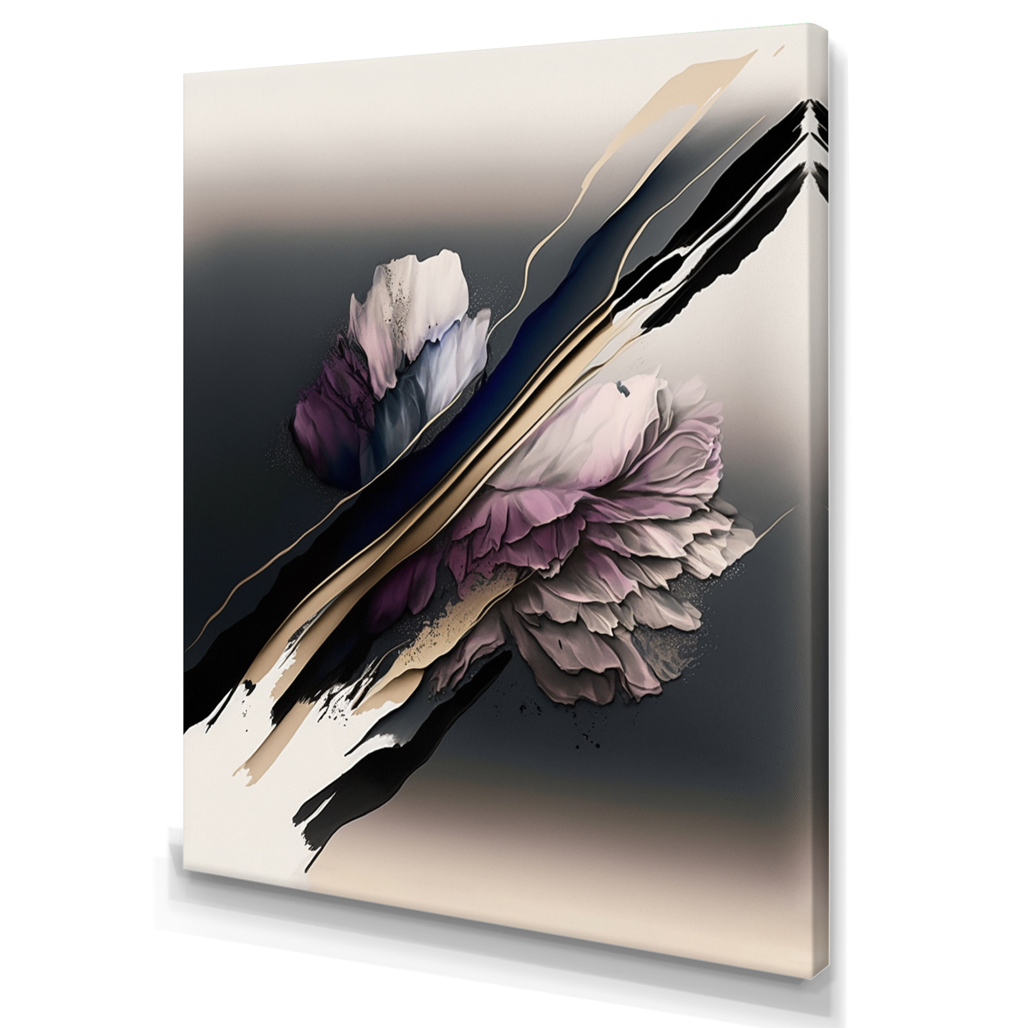 Designart Purple And Beige Peony Hyperrealistic Flowers II Canvas Wall Art