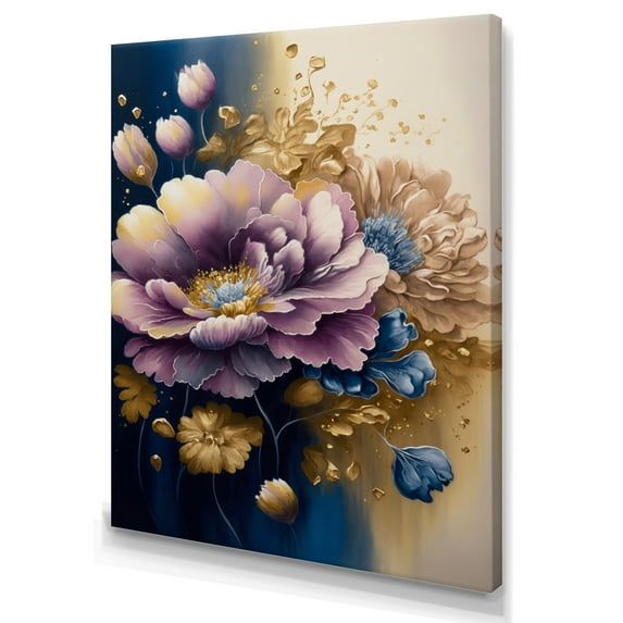 Designart Purple And Blue Watercolor Flowers III Canvas Wall Art