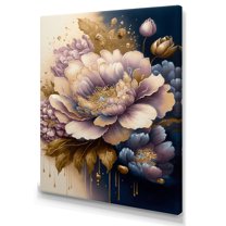 Designart Purple And Blue Watercolor Flowers IV Canvas Wall Art