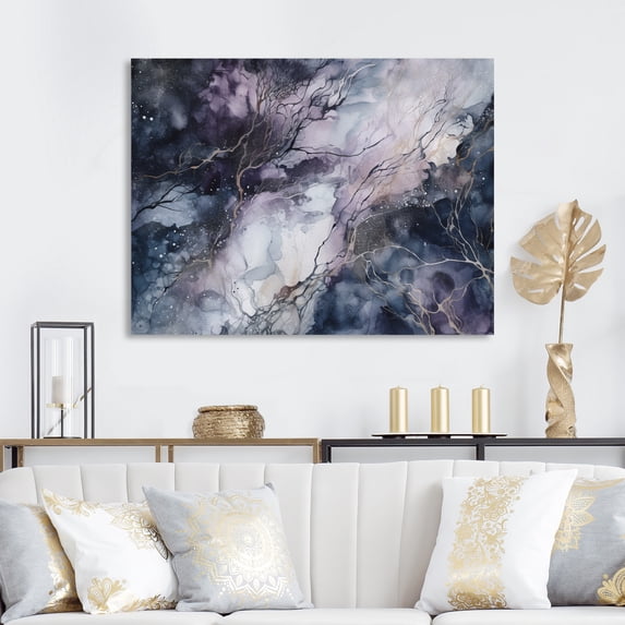 Designart "Purple And Exploring The Language Of Painting I" Abstract Painting Canvas Wall Art