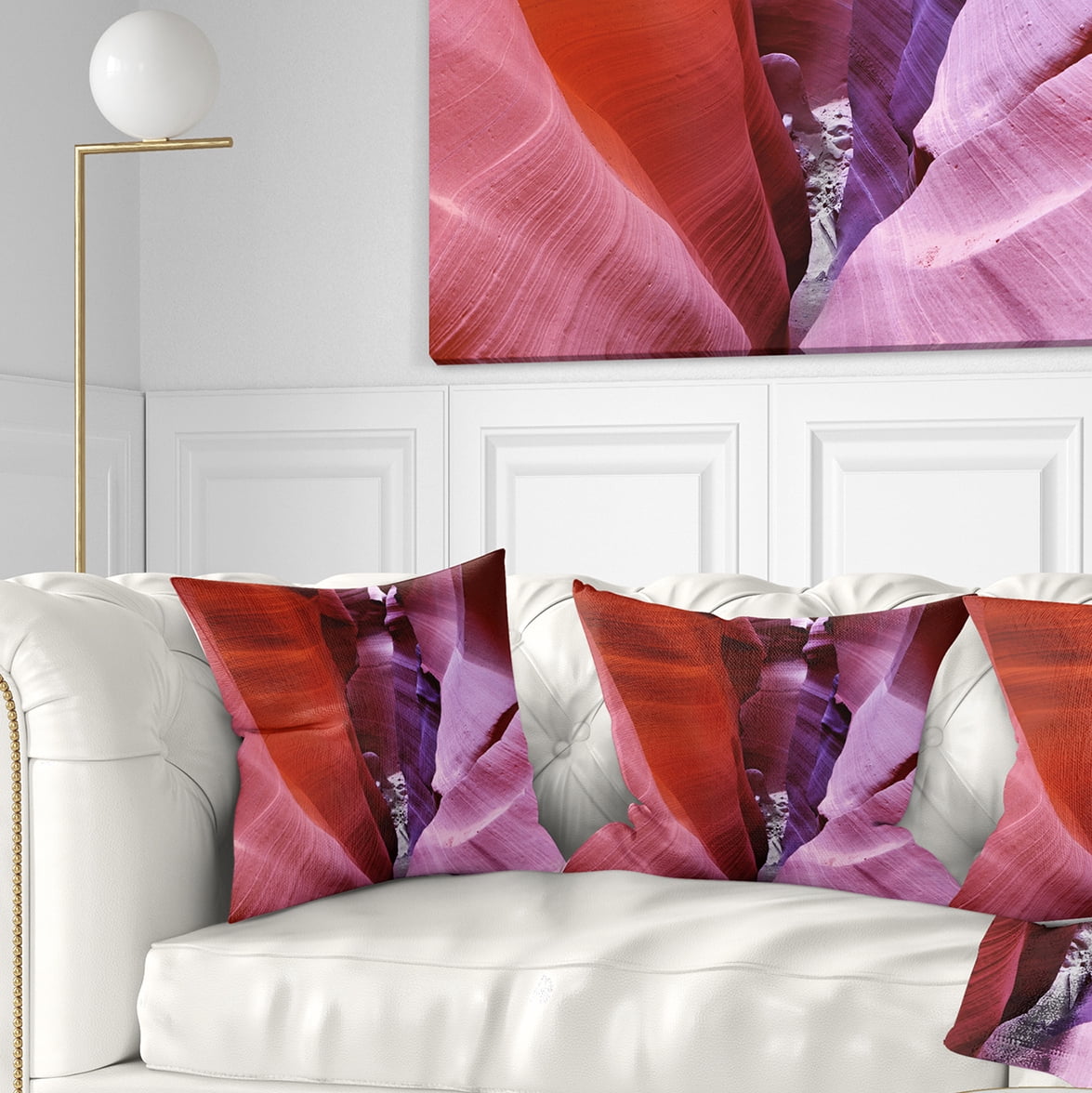 Designart Purple Antelope Canyon View - Landscape Photography Throw Pillow - 18x18