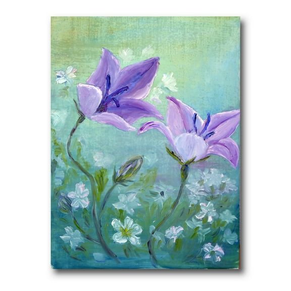 Designart ' Purple Bellflowers Blooming ' Traditional Canvas Wall Art Print
