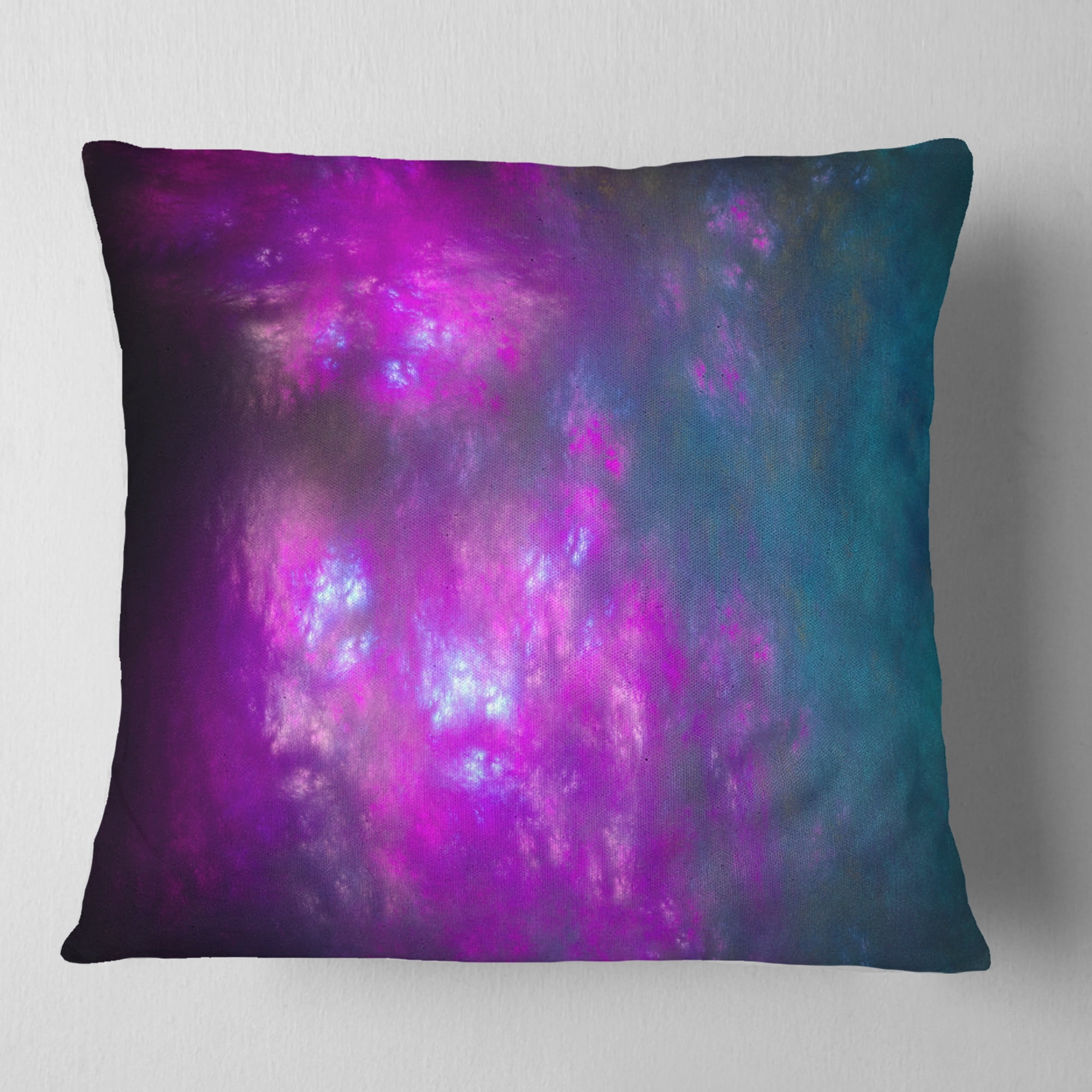 Designart Purple Blue Starry Fractal Sky - Abstract Throw Pillow - 18x18