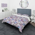 thumbnail image 1 of Designart 'Purple Blue and White in Vintage Flower' Traditional Duvet Cover Set, 1 of 4