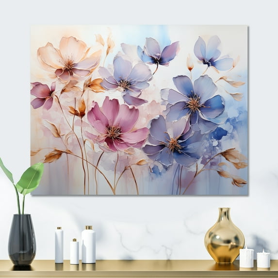 Designart "Purple Botanical Charm I" Abstract Botanicals Metal Wall Decor