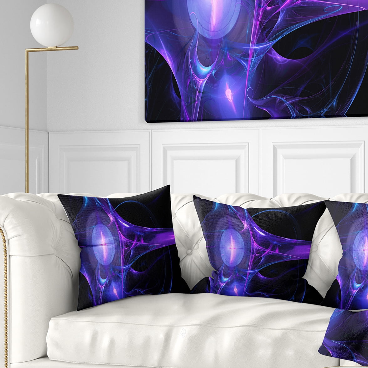 Designart Purple Bright Candle - Abstract Throw Pillow - 16x16