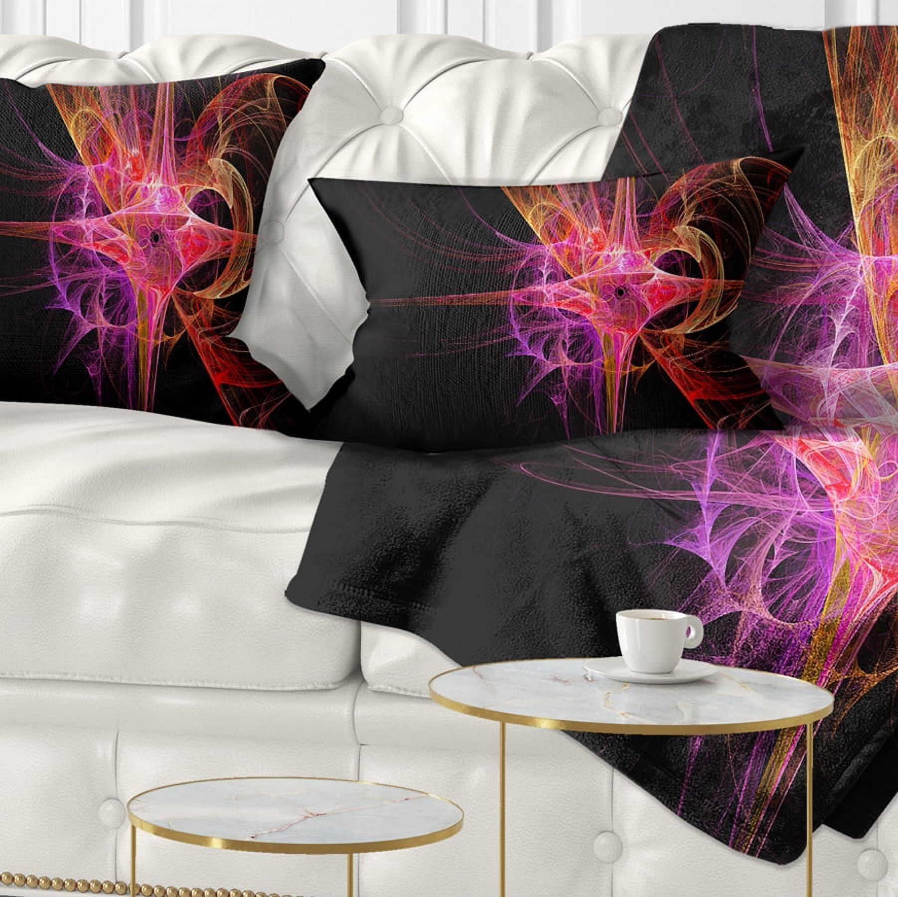 Designart Purple Bright Star - Abstract Throw Pillow - 12x20