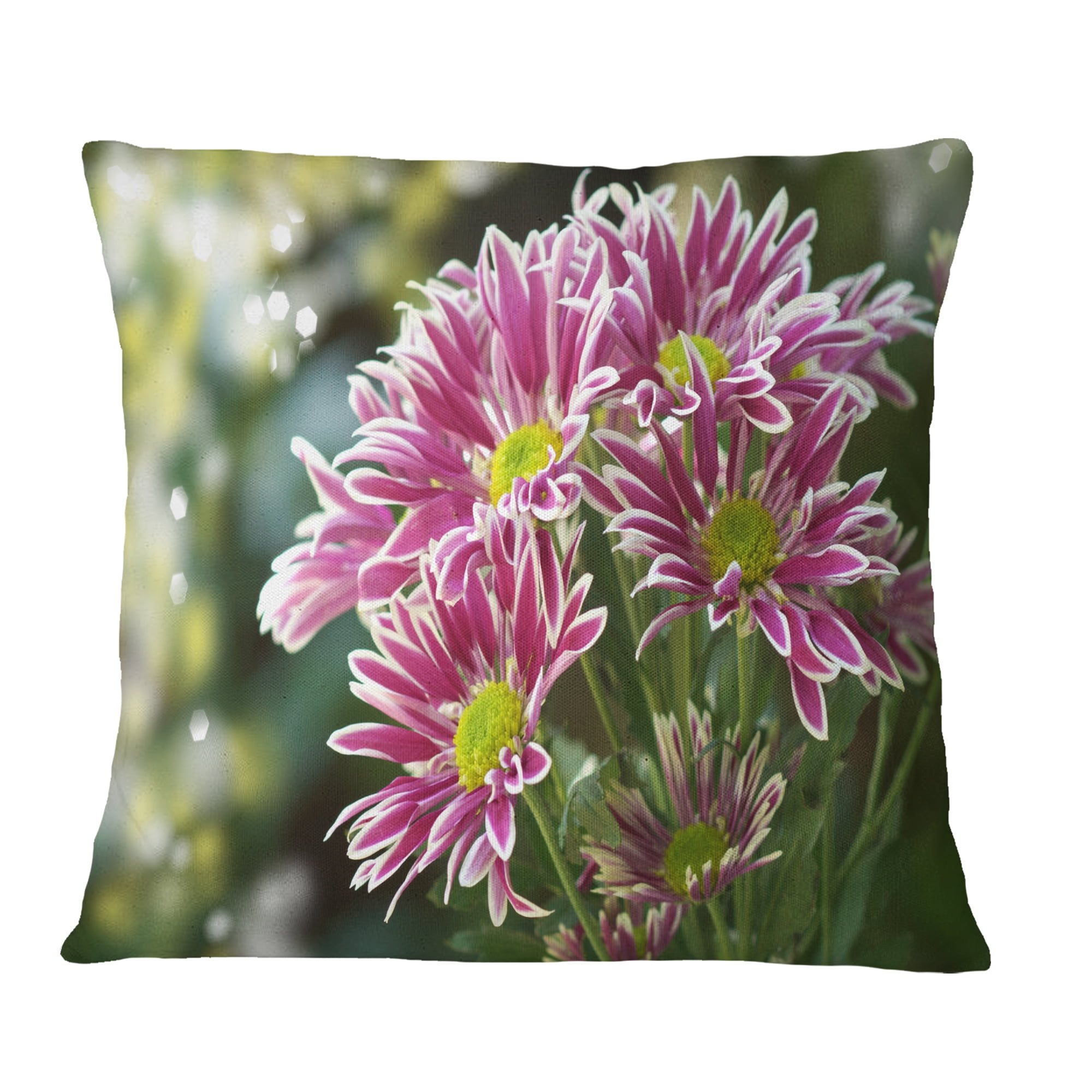 Designart Purple Chrysanthemum Flower - Floral Throw Pillow - 16x16