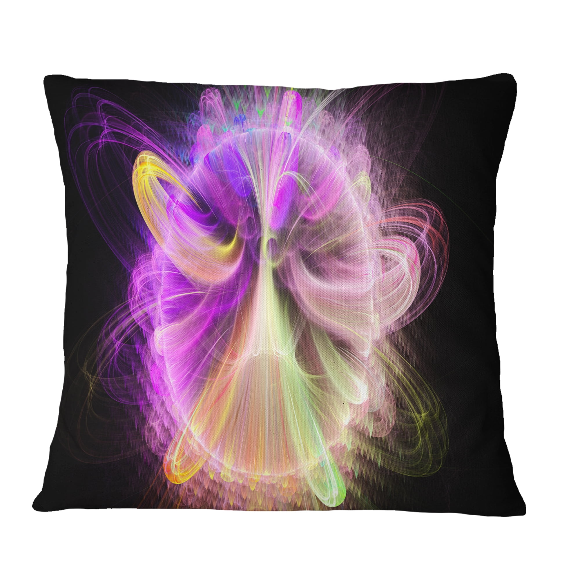 Designart Purple Circle with Amazing Curves - Floral Throw Pillow - 16x16