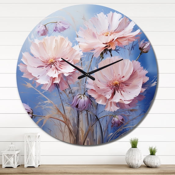 Designart "Purple Cornflowers love expression I" Floral Oversized Wall Clock