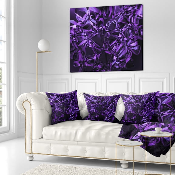 Designart Purple Crystal Texture Design - Abstract Throw Pillow - 16x16