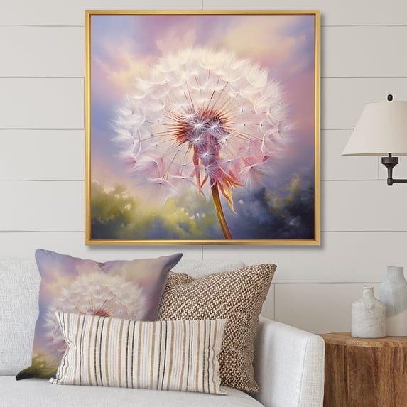Designart "Purple Dandelion love expression II" Landscapes Floater Framed Canvas Print