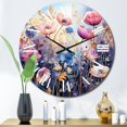 thumbnail image 1 of Designart "Purple Dreamy Flowers VII" Abstract Botanicals Oversized Wall Clock, 1 of 5
