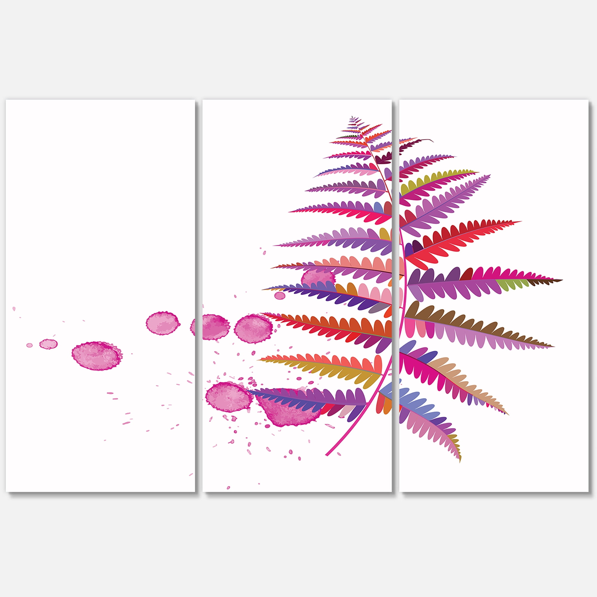 Designart ' Purple Fern With Purple Splash ' Farmhouse Canvas Wall Art Print