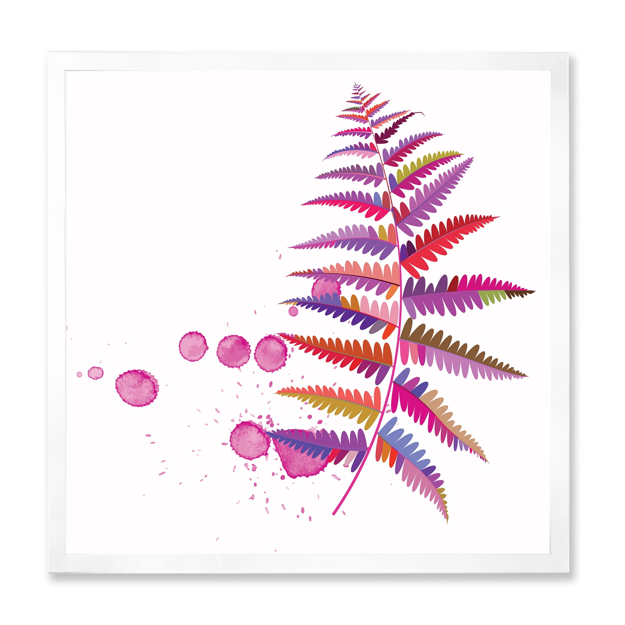 Designart 'Purple Fern With Purple Splash' Farmhouse Framed Art Print