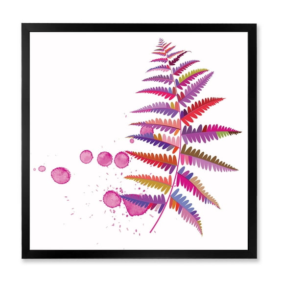 Designart 'Purple Fern With Purple Splash' Farmhouse Framed Art Print