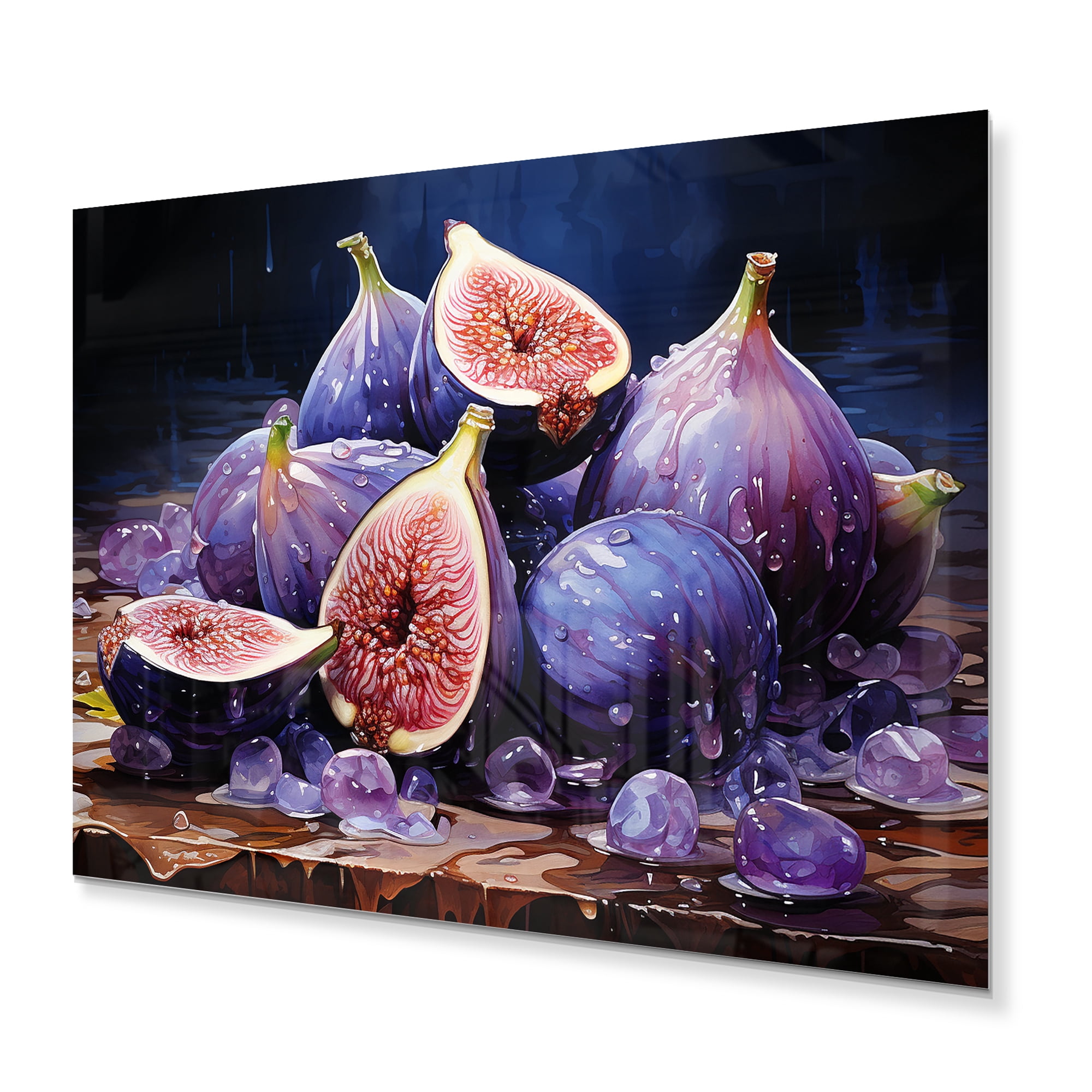 Designart "Purple Fig A Fruit Portrait" Fruits Metal Art Living Room ...