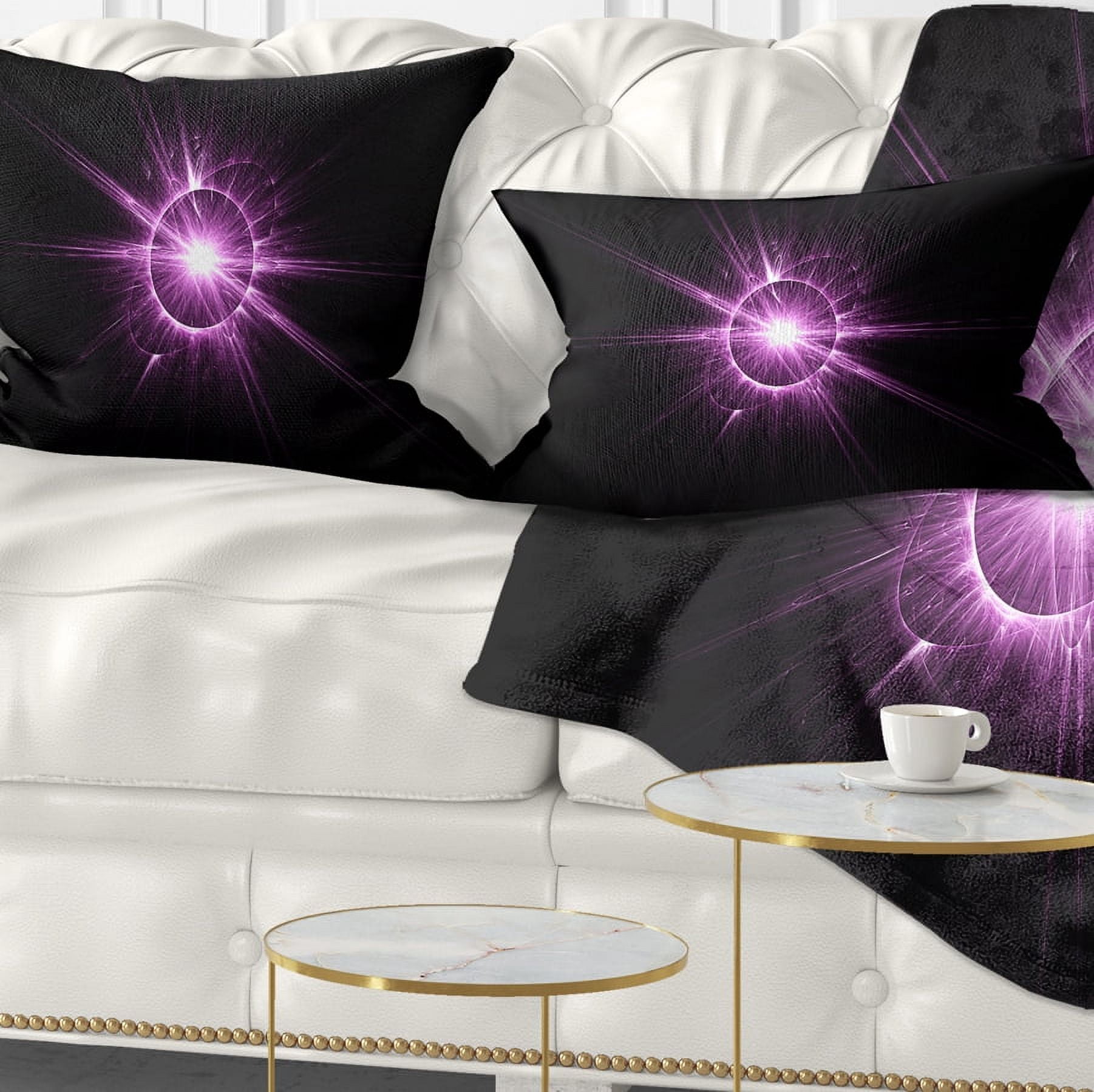 Designart Purple Flash of Bright Star - Floral Throw Pillow - 12x20