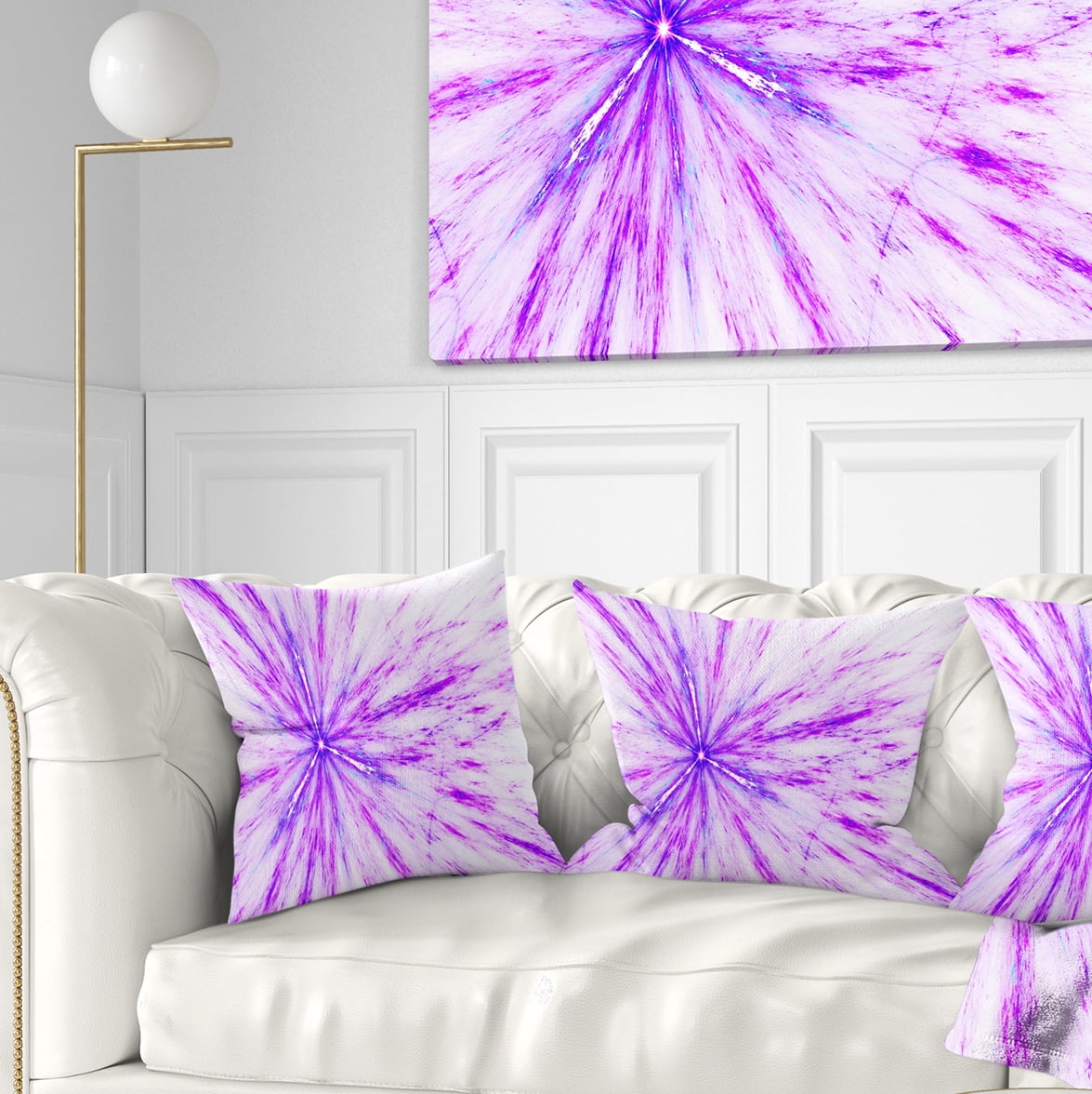 Designart Purple Flash of Supernova - Abstract Throw Pillow - 18x18