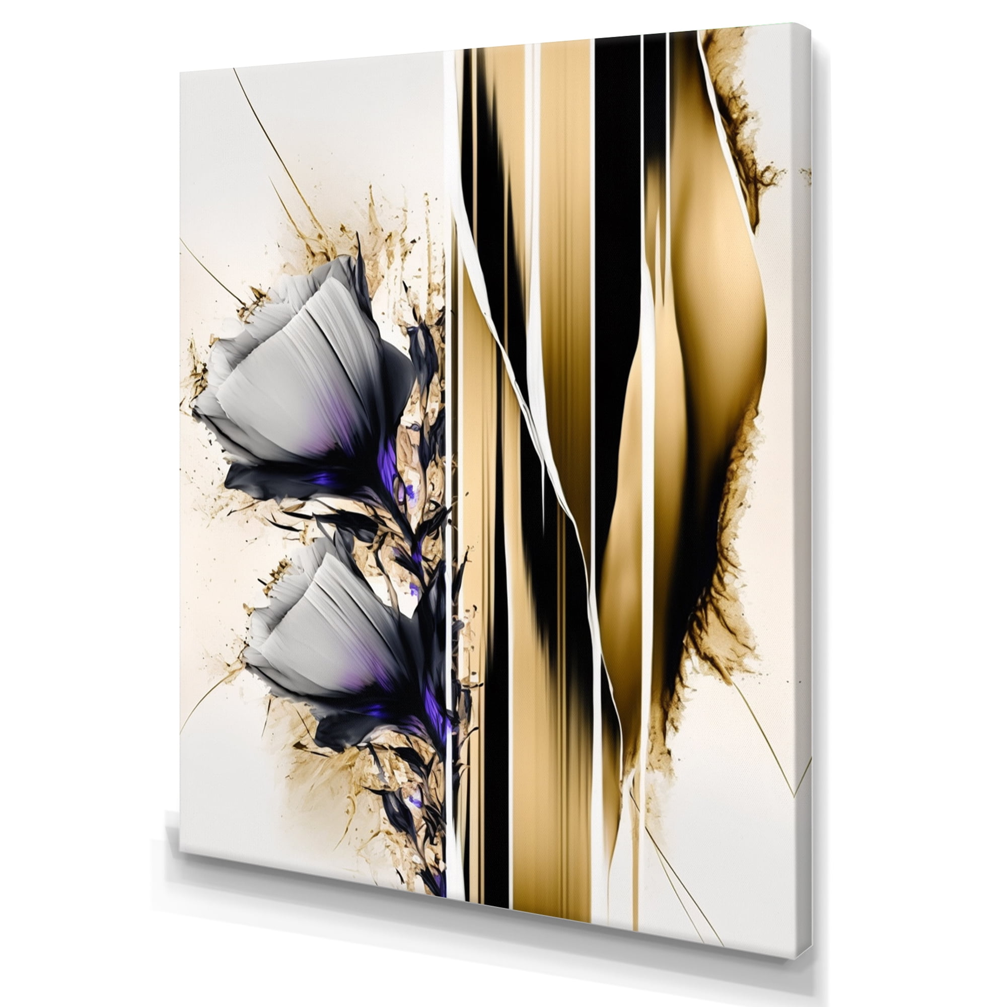 Designart Purple Flower Flower On Abstract Paint I Canvas Wall Art