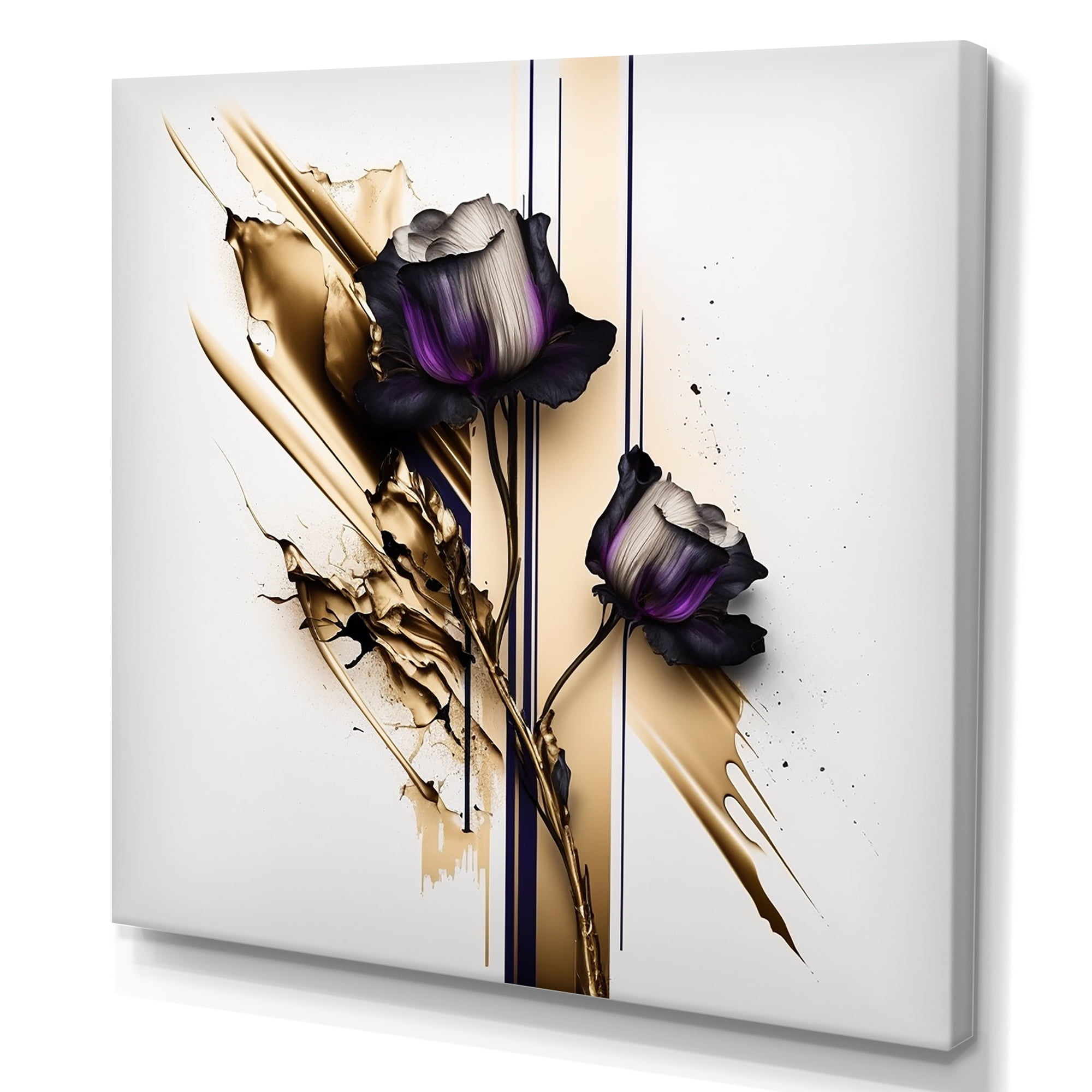 Designart Purple Flower Flower On Abstract Paint II Canvas Wall Art