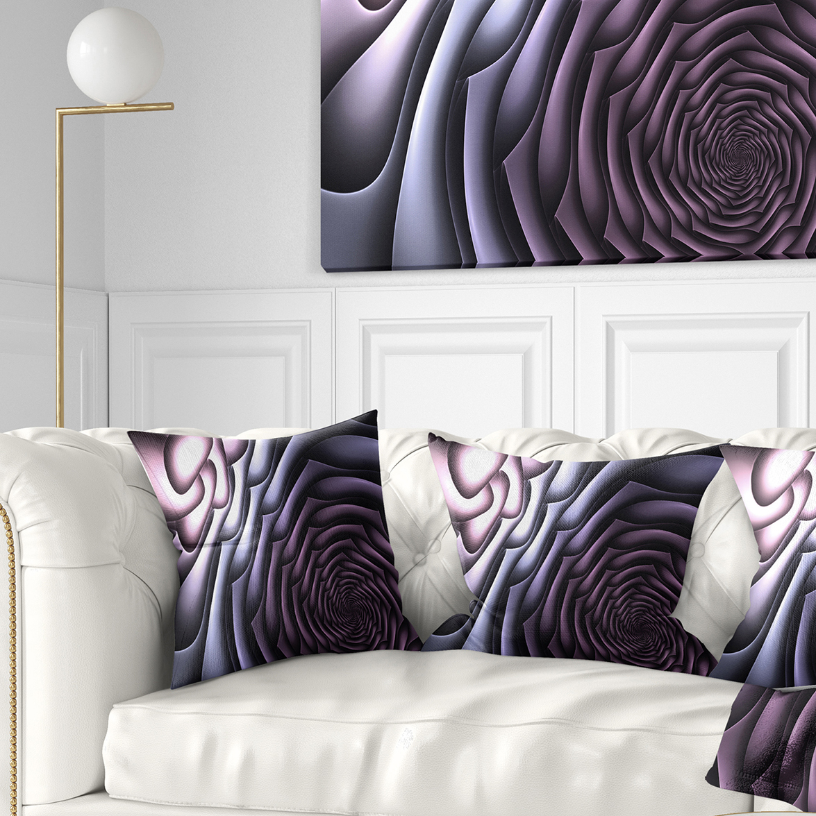 Designart Purple Flower Shaped Fractal Art - Abstract Throw Pillow - 16x16