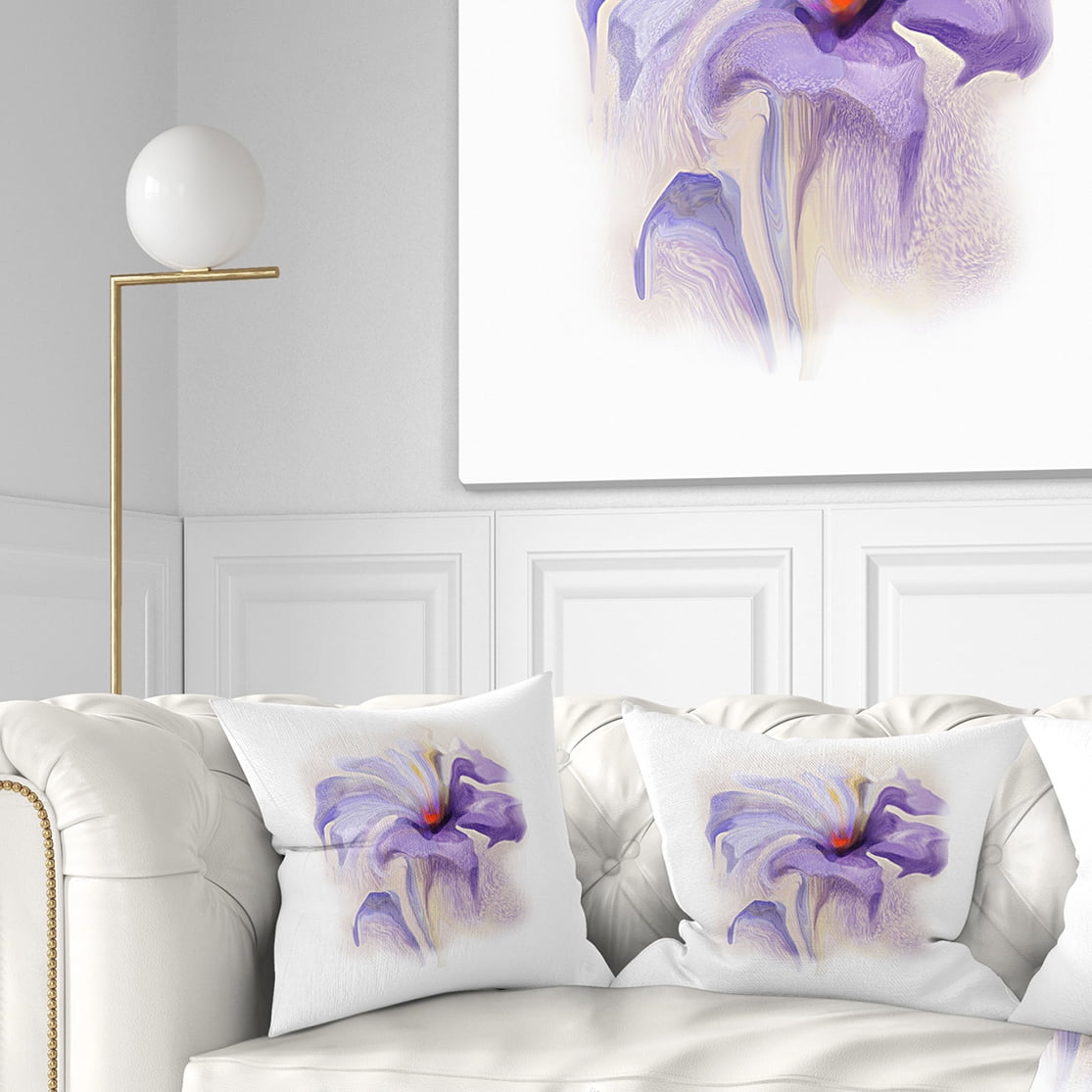 Designart Purple Flower Watercolor Illustration - Animal Throw Pillow - 18x18