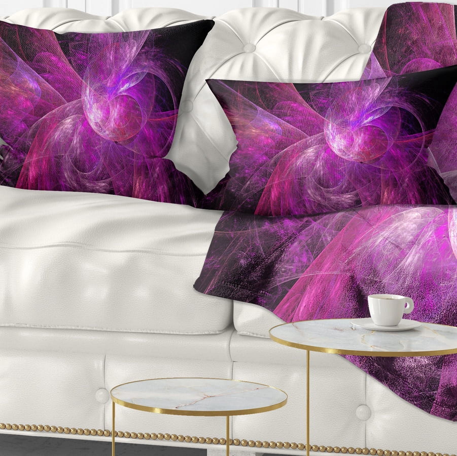 Designart Purple Fractal Abstract Illustration - Abstract Throw Pillow - 12x20