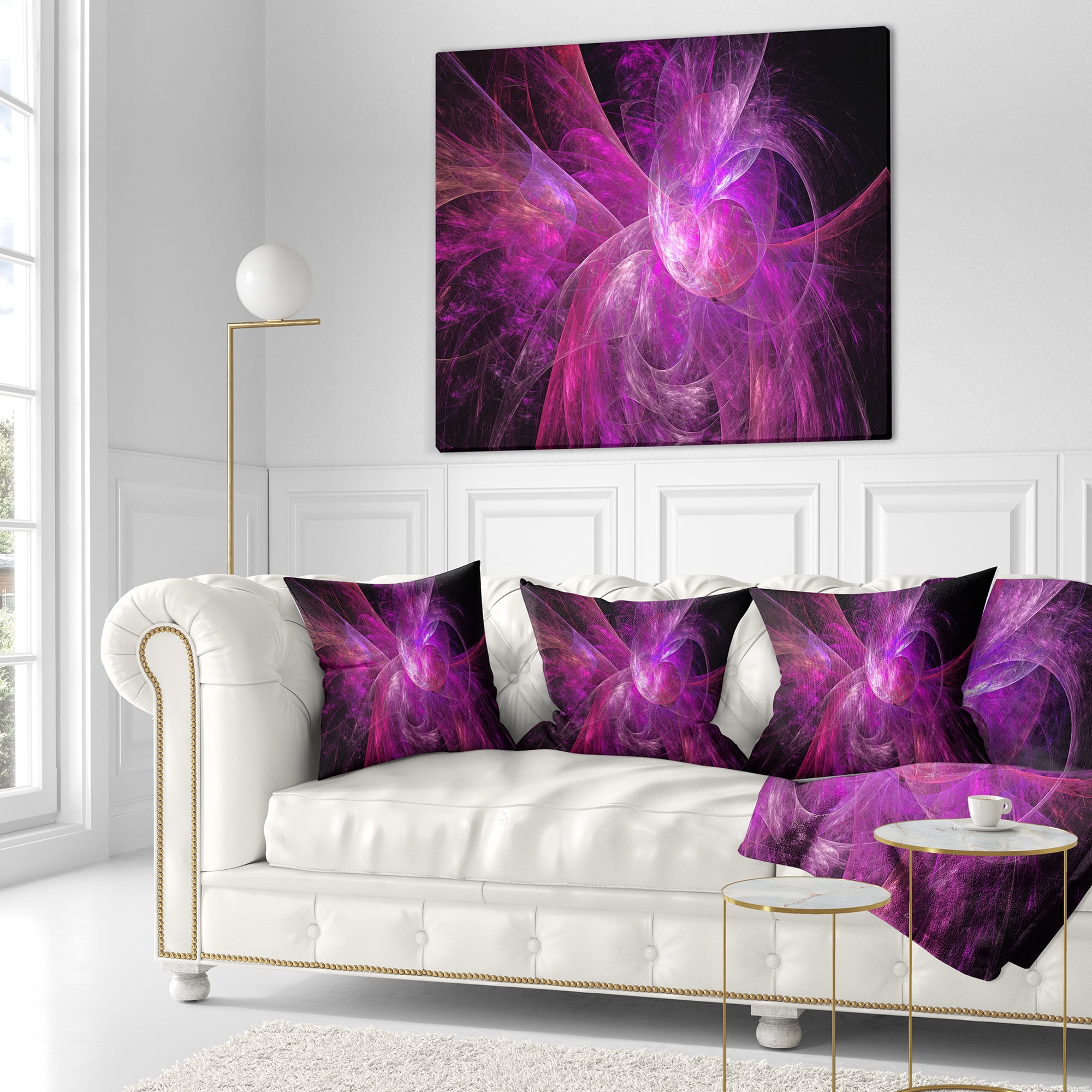 Designart Purple Fractal Abstract Illustration - Abstract Throw Pillow - 16x16