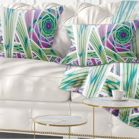 Designart Purple Fractal Endless Tunnel - Abstract Throw Pillow - 12x20