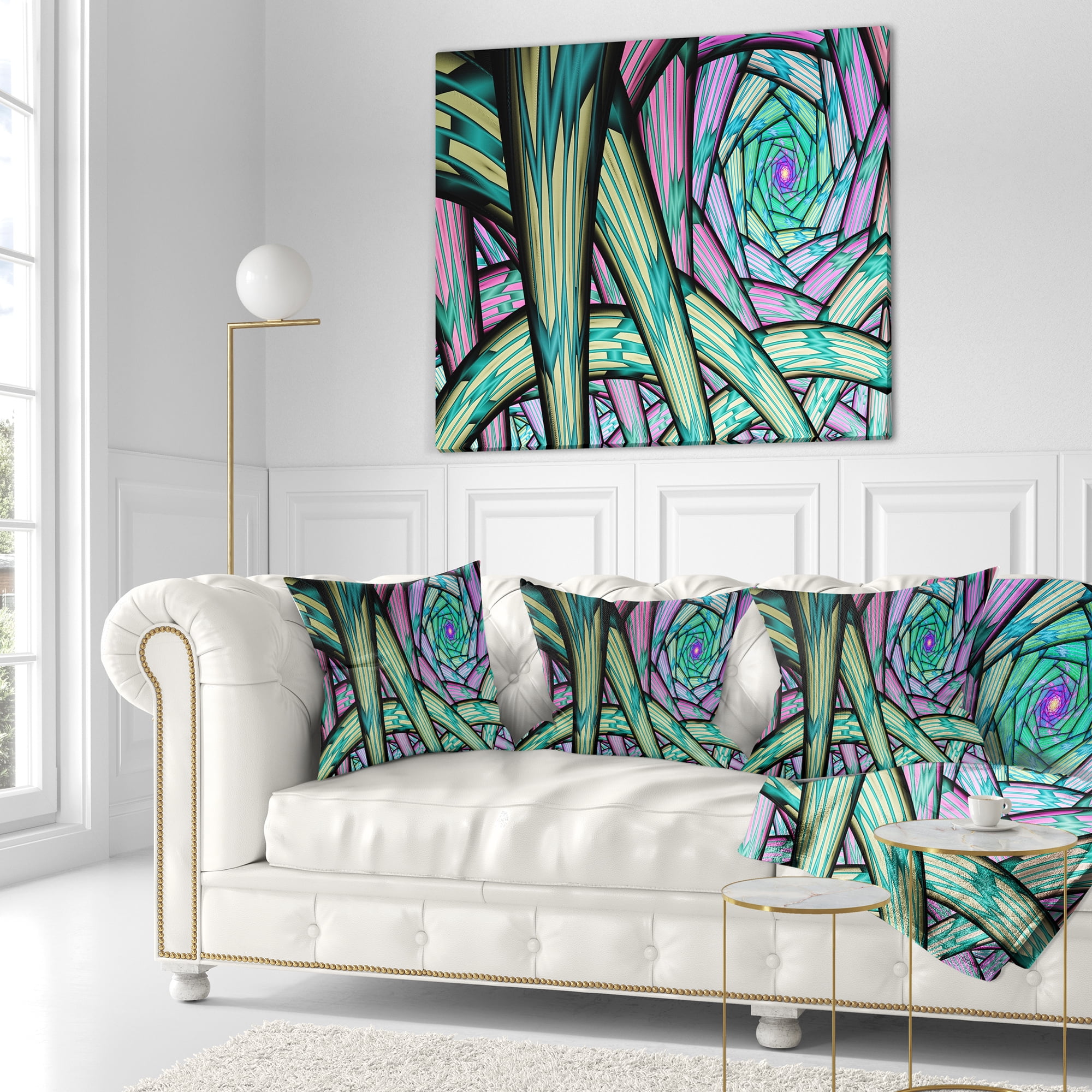 Designart Purple Fractal Endless Tunnel - Abstract Throw Pillow - 18x18