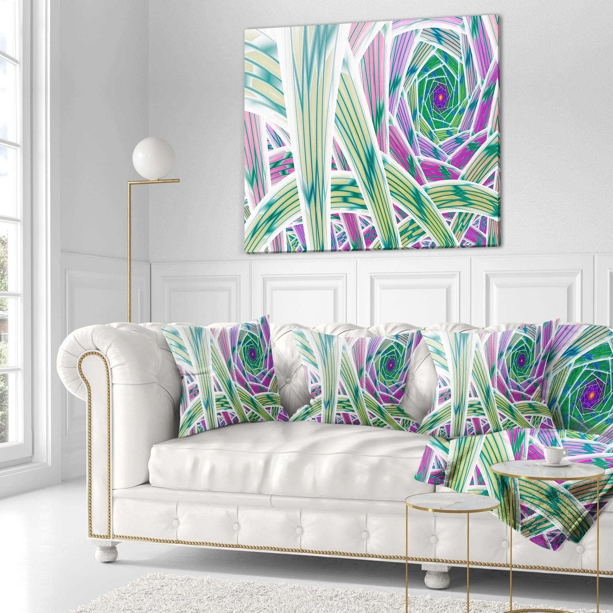 Designart Purple Fractal Endless Tunnel - Abstract Throw Pillow - 18x18