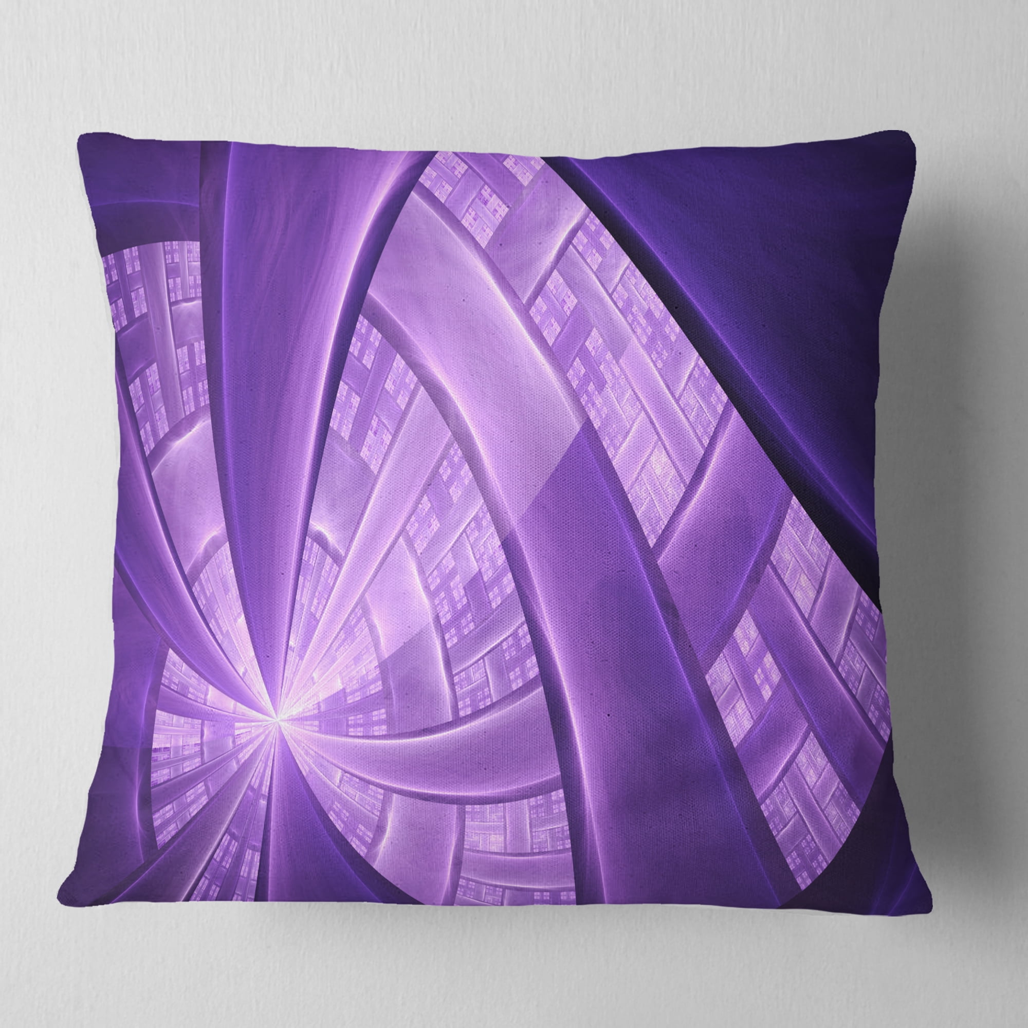 Designart Purple Fractal Exotic Plant Stems - Abstract Throw Pillow - 18x18