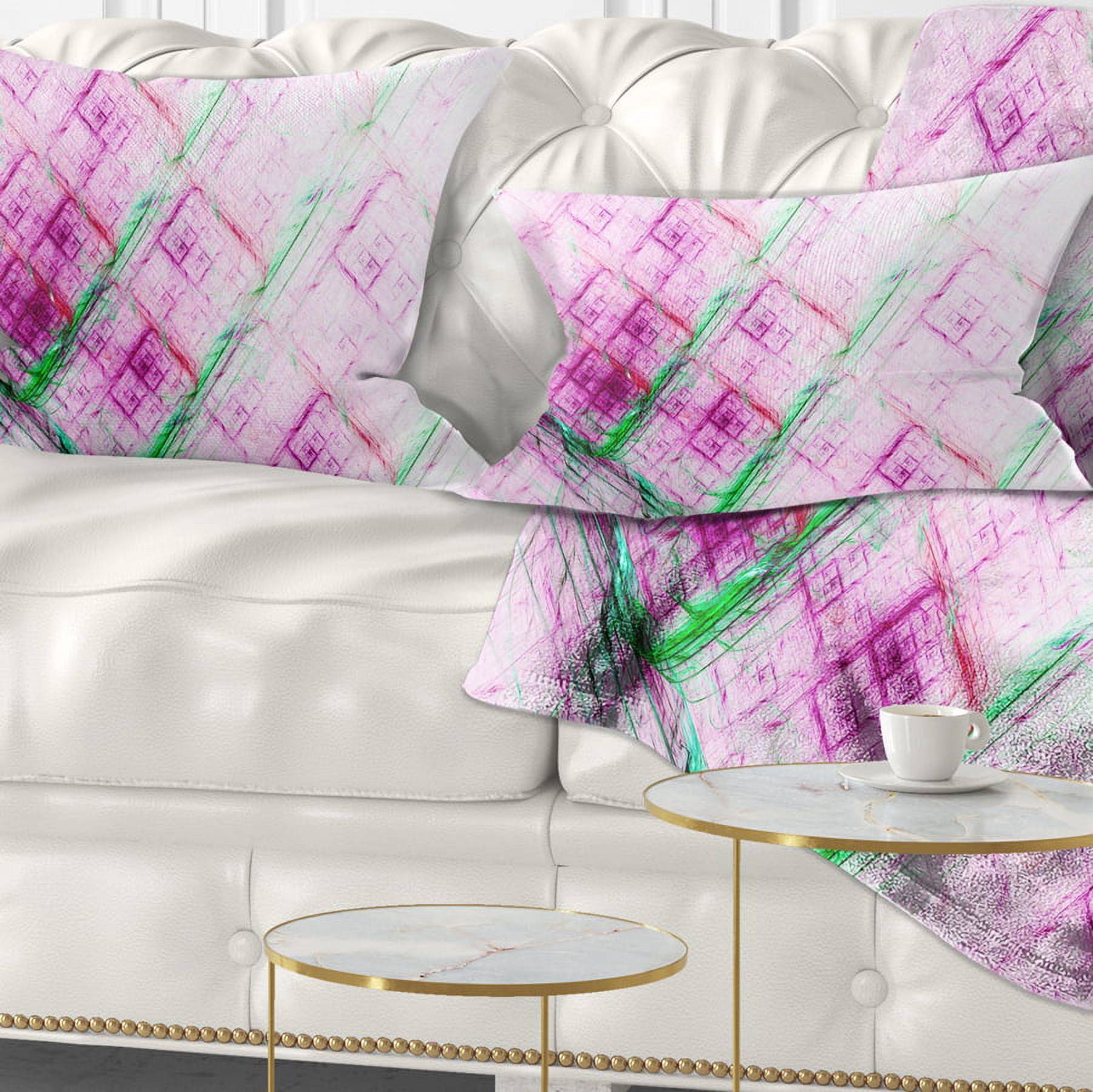 Designart Purple Fractal Grill Pattern - Abstract Throw Pillow - 12x20