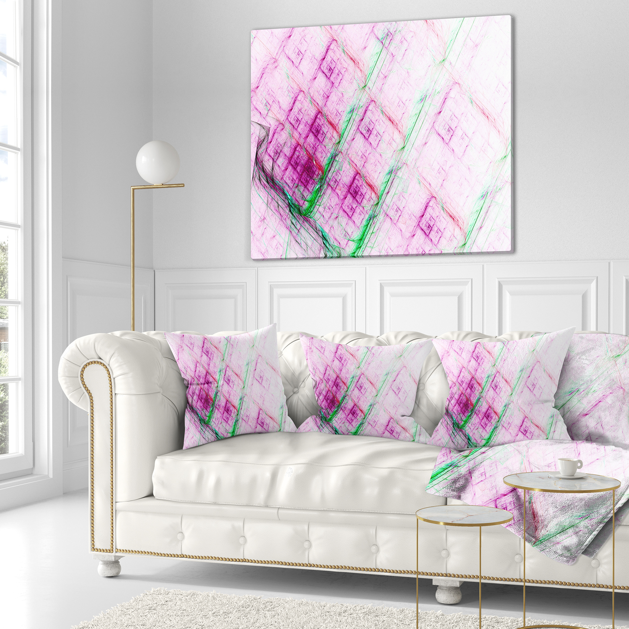 Designart Purple Fractal Grill Pattern - Abstract Throw Pillow - 18x18