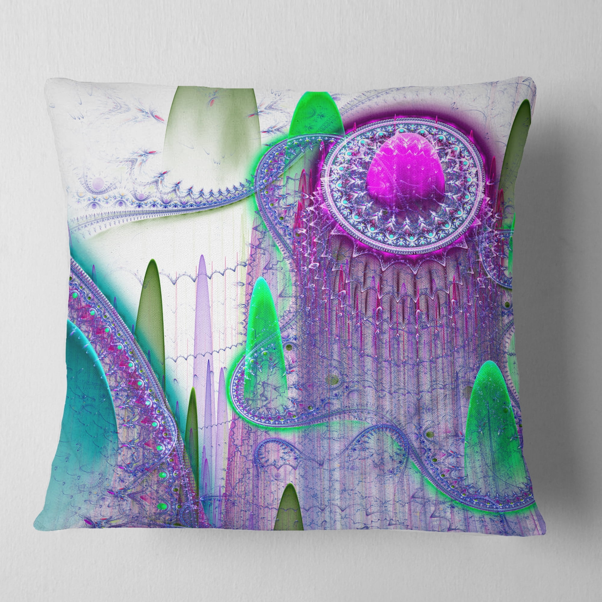 Designart Purple Fractal Infinite World - Abstract Throw Pillow - 16x16
