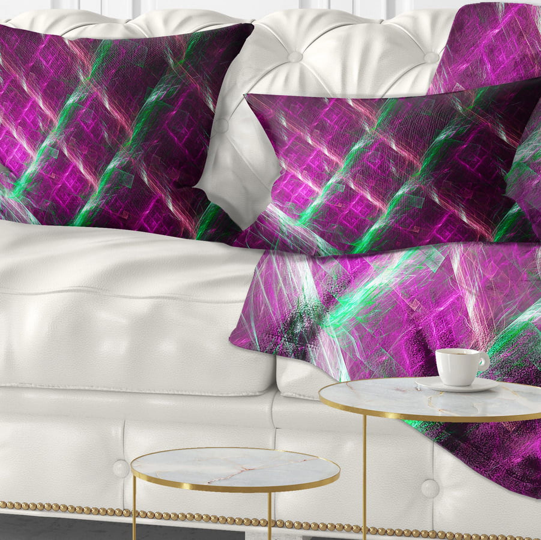 Designart Purple Fractal Metal Grill - Abstract Throw Pillow - 12x20
