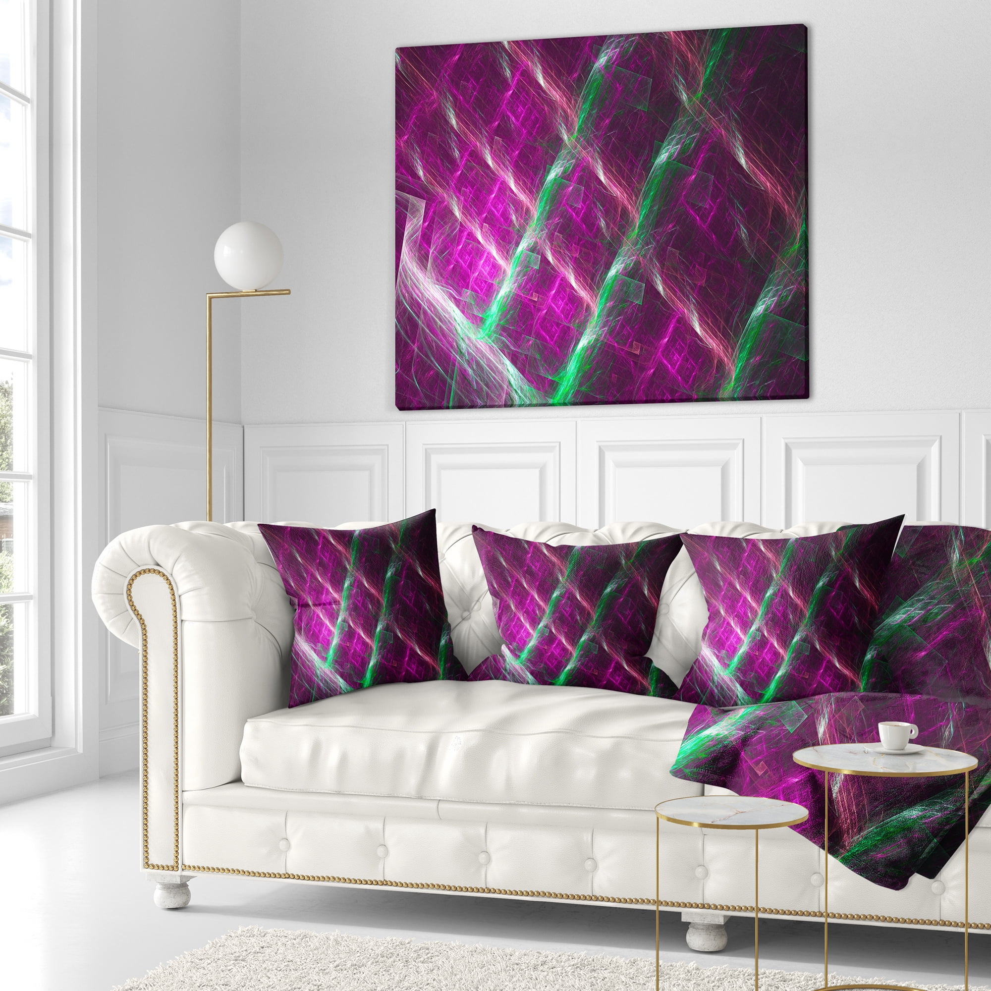Designart Purple Fractal Metal Grill - Abstract Throw Pillow - 18x18