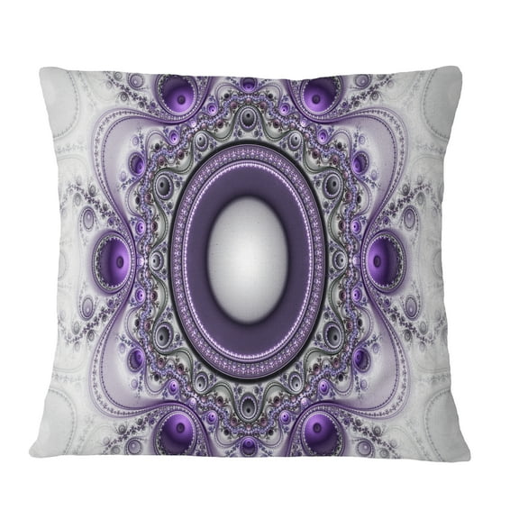 Designart Purple Fractal Pattern with Circles - Abstract Throw Pillow - 16x16