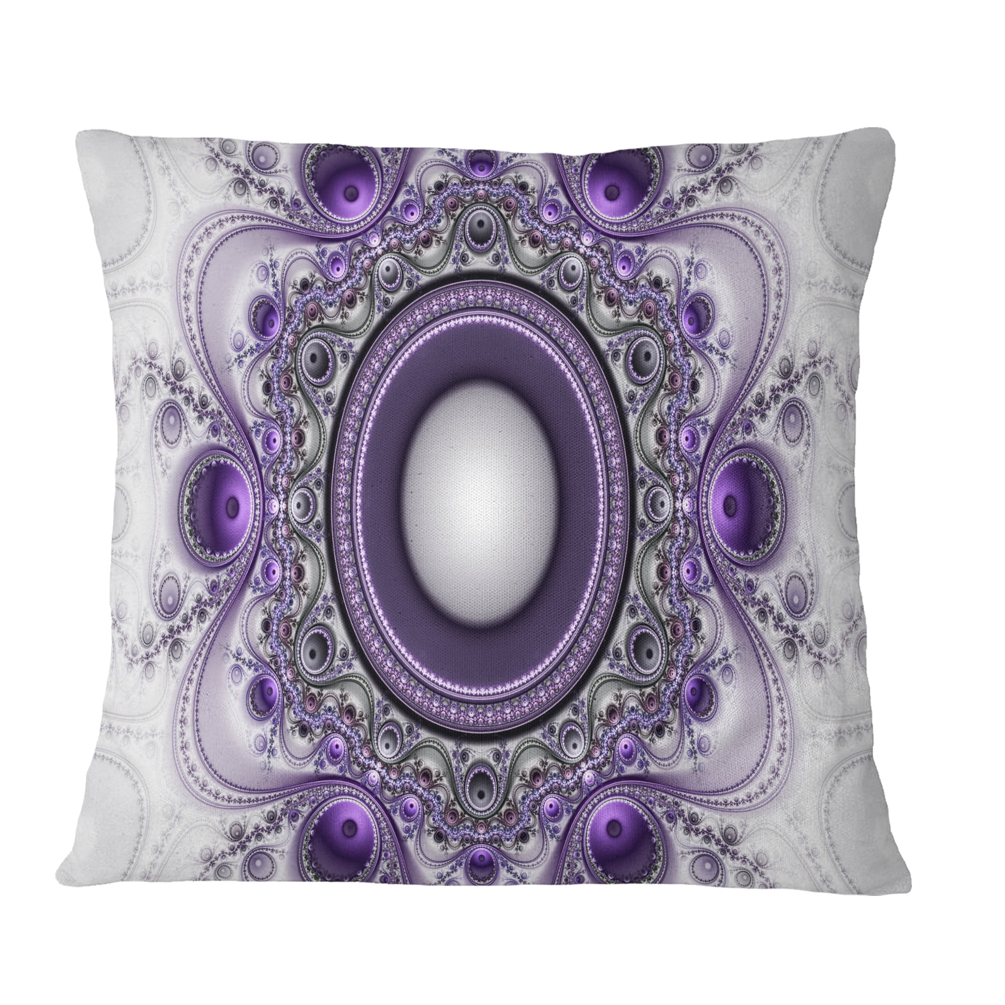 Designart Purple Fractal Pattern with Circles - Abstract Throw Pillow - 18x18