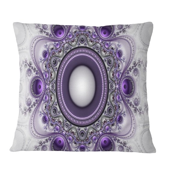 Designart Purple Fractal Pattern with Circles - Abstract Throw Pillow - 18x18