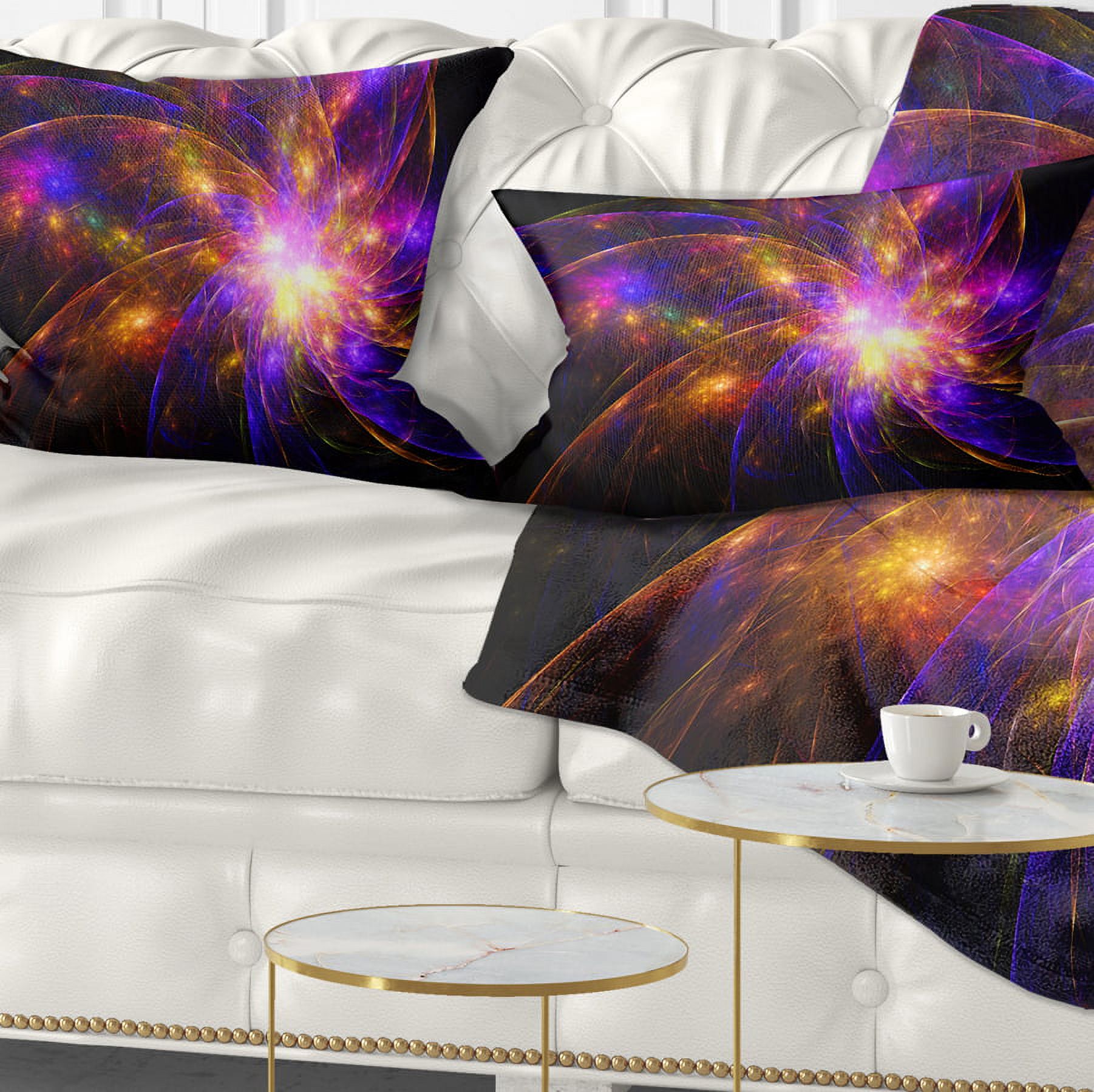 Designart Purple Fractal Star Pattern - Abstract Throw Pillow - 12x20