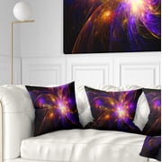 Designart Purple Fractal Star Pattern - Abstract Throw Pillow - 16x16