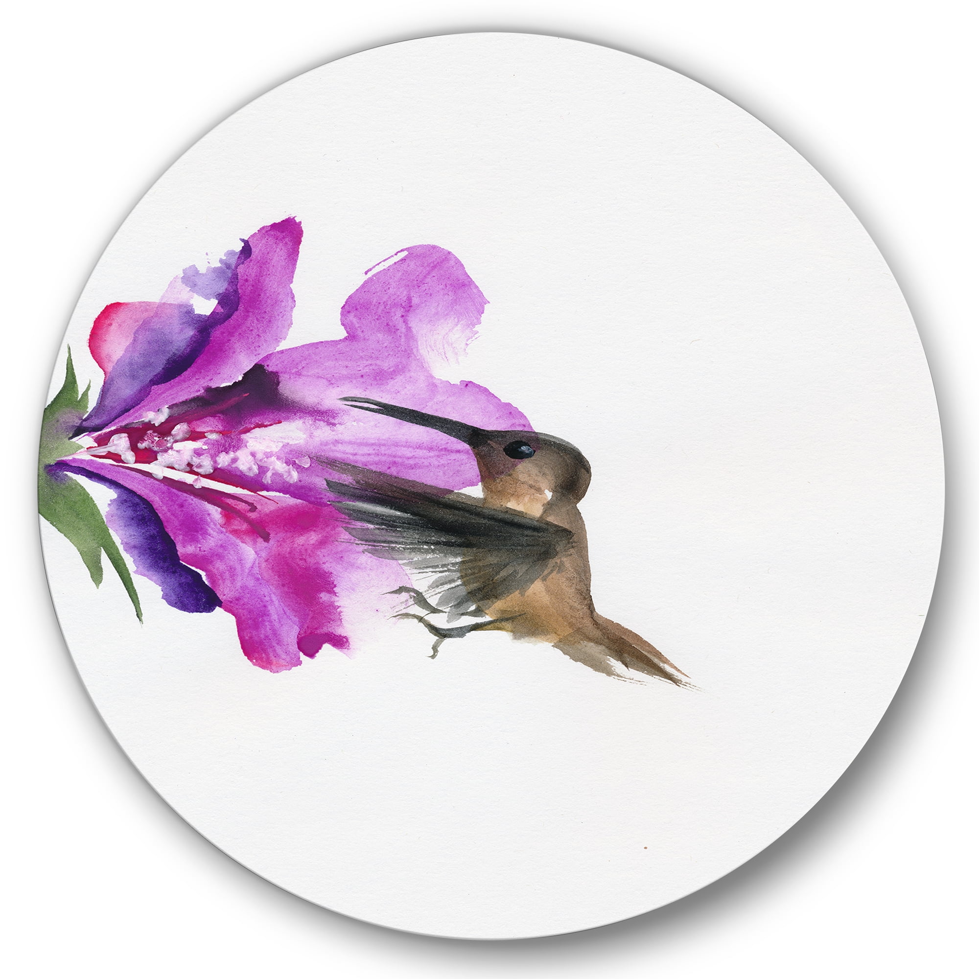 Designart 'Purple Fuchia VIntage Flower' Traditional Circle Metal Wall Art 23x23 - Disc of 23