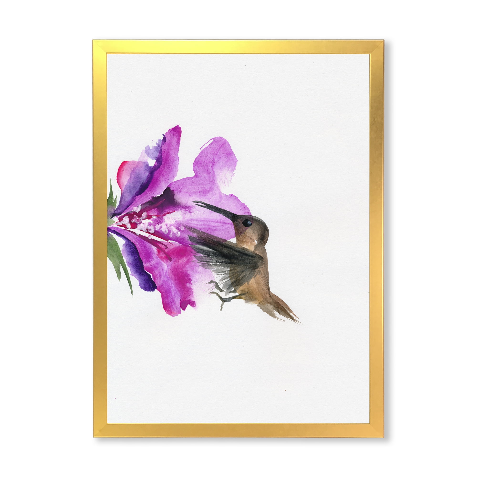 Designart 'Purple Fuchia VIntage Flower' Traditional Framed Art Print