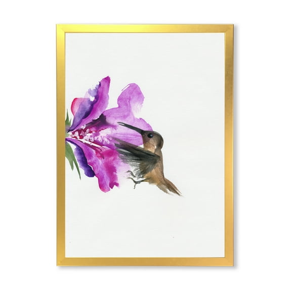 Designart 'Purple Fuchia VIntage Flower' Traditional Framed Art Print