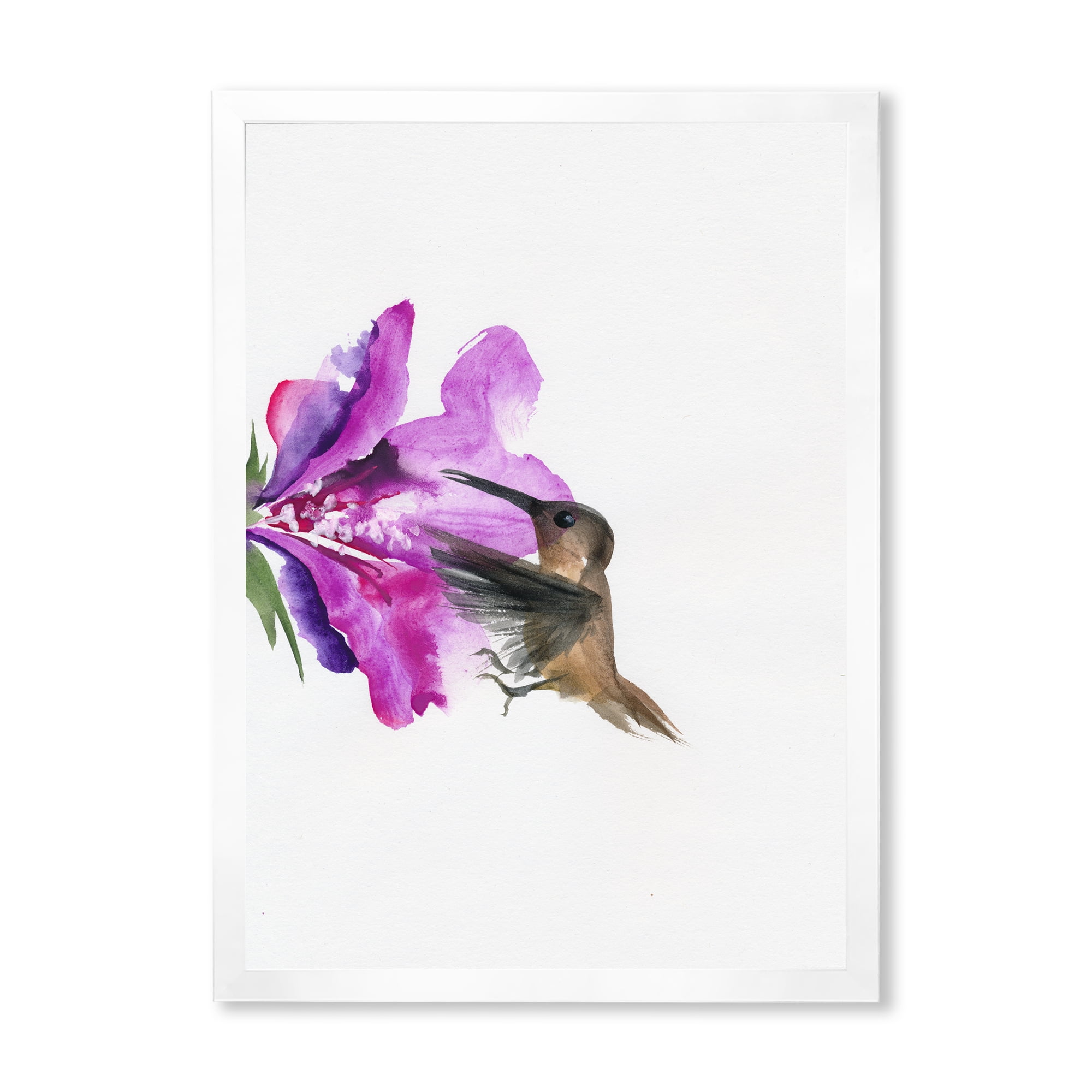 Designart 'Purple Fuchia VIntage Flower' Traditional Framed Art Print